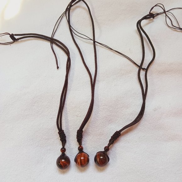 Red Tiger eye pendant draw string necklace beautiful marble crystal necklace - Picture 5 of 7